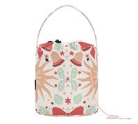 GuoChe Crochet Bags Merry Christmas Cute Red Beige Bag Yarn Storage Portable Needle Storage for Crochet Knit Travel Knitting