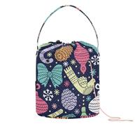 GuoChe Crochet Bags Merry Christmas Holiday Colorful Storage Bag Organizer Portable Crocheting Bag for Knitting Tools Yarn Craft