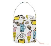 GuoChe Crochet Bags Merry Christmas Holiday Desserts Bag Yarn Storage with Holes Storage Bag for Knitting Tools Knitting Crochet