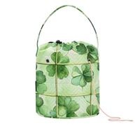 GuoChe Crochet Bags St. Patrick's Day Lucky Green Clover Craft Bag Organizer Portable Storage Bag for Art Supply Crochet Organizers