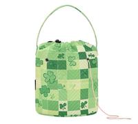 GuoChe Crochet Bags St. Patrick's Day Lucky Green Clover Plaid Small Yarn Storage with Holes Storage Bag for Crochet Tools Crochet Accessory