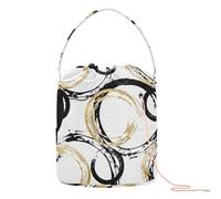 GuoChe Crochet Storage abstract Gold Black Circles Crochet Bags Crocheting with Holes Needle Storage for Crochet Needle Knitting Supply