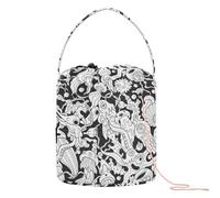 GuoChe Crochet Storage Black White Monsters Bag with Yarn Portable Travel Bag for Art Supply Crochet Organizers
