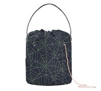 GuoChe Crochet Storage Happy Halloween Spiderwebs Yarn Tote Bag Portable Travel Bag for Crochet Carrier Yarn Accessory, Happy Halloween30, 11" x 8.3" x 8.3", Retro