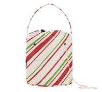 GuoChe Crochet Storage Merry Christmas Holiday Red Green Lines Small Yarn Storage Portable Yarn Tote for Crochet Hook Yarn Craft, Merry Christmas Holiday40, 11" x 8.3" x 8.3", Retro