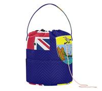 GuoChe Crochet Storage Small Yarn Bag with Holes Storage Bag for Crochet Needle Crochet Organizers, Flag of Saint Helena, Ascension and Tristan Da, 11 Inch x 8.3 Inch x 8.3 Inch, Classic