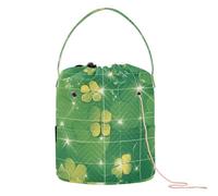 GuoChe Crochet Storage St. Patrick's Day Lucky Green Clover Crochet Hook Storage with Holes Craft Bag for Knitting Tools Knitting Accessories