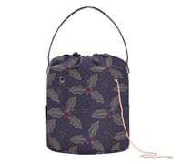 GuoChe Crochet Tote Bag Merry Christmas Holiday Crochet Supply Bag with Holes Travel Bag for Needle Holder Travel Accessory, Merry Christmas Holiday24, 11" x 8.3" x 8.3", Retro