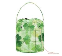GuoChe Crochet Tote Bag St. Patrick's Day Lucky Green Clover Plaid Yarn Tote Bag with Holes Needle Storage for Knitting Kit Crochet Organizer