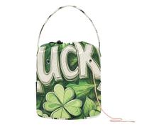 GuoChe Crochet Tote Bag St. Patrick's Day Lucky Green Clover Yarn Bags Crocheting Portable Needle Storage for Knitting Needle Knitting Supply