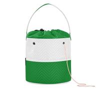 GuoChe Crochet Yarn Bag Crochet Bag Organizer Portable Yarn Tote for Knitting Tool Yarn Craft, Green White Horizontal Block Pattern, 11 Inch x 8.3 Inch x 8.3 Inch, Classic