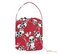 GuoChe Crochet Yarn Bag Skull Evil Red Crochet Hook Organizer with Holes Yarn Tote for Crochet Knit Knitting