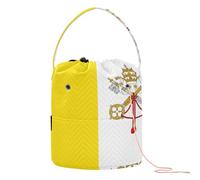 GuoChe Crochet Yarn Bag Yarn Organizer Bag with Holes Storage Bags for Knitting Needles Crochet Backpack, Flag of Vatican City, 11 Inch x 8.3 Inch x 8.3 Inch, Classic