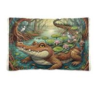 GuoChe Crocodile Mangrove Swamp Collage Washable Dog Sleeping Mattress Soft Anti-Slip for Large Jumbo Medium Small Dogs 36" x 24"
