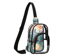 GuoChe Crossbody Bag See Through durables Fabric Compact Size Adjustable Strap Multi Compartment Inner Security pouching Easy, Wilderness Moose Lake Print, One Size