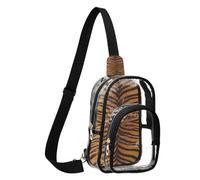 GuoChe Crossbody Bag See Through durables Fabric Compact Size Adjustable Strap Multi Compartment Large Main Pocket Visible, Symmetric Tigris Stripe Animal Print, One Size