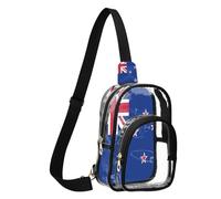 GuoChe Crossbody Bag See Through Polyester Material Compact Size Adjustable Strap Multi Compartment Inner, National Flag of New Zealand, One Size