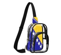 GuoChe Crossbody Bag See Through Polyester Material Compact Size Adjustable Strap Multi Compartment Front Storage Pocket, National Flag of Bosnia and Herzegovina, One Size