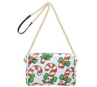 GuoChe Crossbody Small Bag For Women Vegan Leather Womens Crossbody Purses Waterproof Woman Handbag Shoulder Strap Christmas Candy Canes