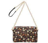 GuoChe Crossbody Small Bags For Women Vegan Leather Women's Purses Zip Shoulder Crossover Bag Halloween Skulls