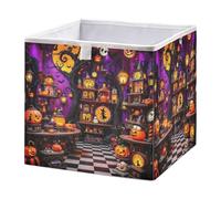 GuoChe Cube Storage Bins Foldable Organizer Basket for Classroom Halloween Enchanted Music Box Shop