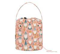 GuoChe Cute Christmas Gnomes Pattern Crochet Bag Crochet Project Bags Portable Travel Storage for Knitting Needle Yarn Accessory