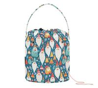 GuoChe Cute Christmas Gnomes Pattern Crochet Bag Yarn Tote Bag Portable Crocheting Bag for Travel Crochet Yarn Accessory