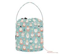 GuoChe Cute Christmas Gnomes Pattern Crochet Yarn Bag Yarn Travel Bag Portable Storage Bag for Crochet Knit Travel Knitting