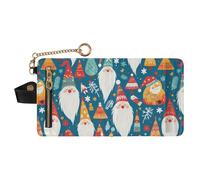 GuoChe Cute Christmas Gnomes Pattern Women's Minimalist Folding Wallet Convenient PU Leather Folding Wallet for Women Girls