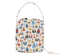 GuoChe Cute Christmas Gnomes Pattern Yarn Bags Crochet Carrier Bag Portable Crochet Tote for Art Supply Craft Storage