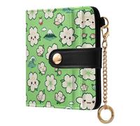 GuoChe Cute Floral and Japanese Women's Small Folding Wallet Convenient Everyday PU Leather Wallet for Girls Women Ladies