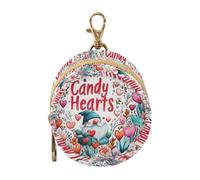 GuoChe Cute Floral Gnome Hearts Happy Valentine's Day Newborned Girl Pacifier Storage Case with Zipper and Clip Coin Purse Wallet Bag, Travel Accessories