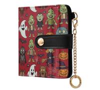 GuoChe Cute Halloween Monsters Pattern Ladies Classic Foldable Wallet Waterproof PU Leather Folding Wallet for Woman Girl