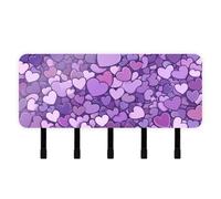 GuoChe Cute Purple Hearts Valentine Key for wall with Mail Organizer & 5 Self-Adhesive Hanging Decorative wall Hook for Home Improvement Entryway Hallway