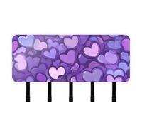 GuoChe Cute Purple Hearts Valentine Key for wall with Mail Organizer & 5 Self-Adhesive Hanging wall Hanger for wall Decorations Living Room Doorway