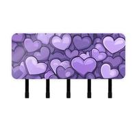 GuoChe Cute Purple Hearts Valentine Key for wall with Mail Organizer & 5 Self-Adhesive Hanging wall Hook for wall Decor Entryway Hallway