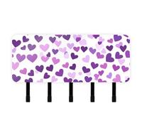 GuoChe Cute Purple Hearts Valentine Keys Holder on wall with Mail Organizer & 5 Self-Adhesive Hanging Decorative wall Hook for Living Room Decor Living Room Kitchen