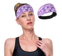GuoChe Cute Purple Hearts Valentine's Day Cooling Workout Headbands for Women Elastic Head Bands for Women for Running,Yoga,Gym,Athletic Sports