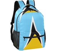 GuoChe Daypack Minimalist Look Peach Skin Lining 6 Compartments for Teens 7-18 Years Old for Travel Zimbabwe Flag, National Flag of Saint Lucia, S, Childrens-school-backpacks