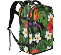 GuoChe Daypack Twill Tote Fabric 20L Capacity | with Multi Compartments for Business Trip Palm Tree Hibiscus Flower Hawaii Jungle Paradise Tropical