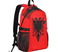 GuoChe Daypack Twill Tote Fabric Fits 14 Inch Laptop with Adjustable Shoulder Straps for Travel, National Flag of Albania, One Size, Basic-multipurpose-backpacks