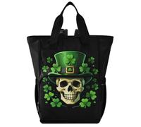 GuoChe Diaper Bag Backpack Dobby Nylon Multi Pocket Travel Baby Bag for Mom | Sugar Skull St Patrick Day Of The Dead Lucky Shamrock