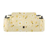 GuoChe Diaper Stroller Organizer Flying Bees Happy Daisy Yellow Diaper Caddy With Non-Slip Shoulder Strap & Stroller Accesorios Para Carriolas De