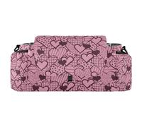 GuoChe Diaper Stroller Organizer Pink Hearts Cute Doodle Valentine's Day Stroller Diaper Caddy With Non-Slip Shoulder Strap & Stroller Accesorios Para Carriolas De