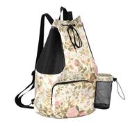 GuoChe Draw String Back Bag Summer Camp Bag With Water Bottle Pocket String Bag For School Waterproof, Rose Gold Foil Leopard Print Their Forms Blending, One Size, Childrens-school-backpacks