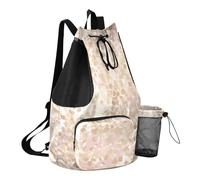 GuoChe Draw String Back Bag Summer Camp Bag With Water Bottle Pocket String Bag For School Waterproof, Rose Gold Foil Leopard Print Their Forms Merging, One Size, Childrens-school-backpacks