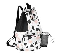 GuoChe Draw String Back Bag Summer Camp Bag With Water Bottle Pocket String Bag For School Waterproof, Simple Cow-print Pattern Vector Illustration on a, One Size, Childrens-school-backpacks