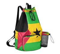 GuoChe Drawstring Backpack Camp Bag With Inside Pockets Cinch Back Sack Waterproof, National Flag of S?o Tomé and Príncipe, One Size, Childrens-school-backpacks