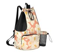 GuoChe Drawstring Backpack For Swim Gym Bag With Pockets Athletic Cinch Sack Dry Wet Separation, Unique White Flowers, One Size, Childrens-school-backpacks