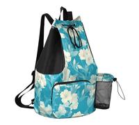 GuoChe Drawstring Backpack For Swim Gym Bag With Pockets Athletic Cinch Sack Dry Wet Separation, Unique Phlox Turquoise, One Size, Childrens-school-backpacks